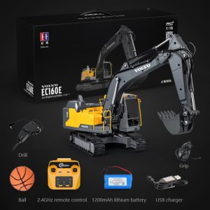 Camion télécommandé - Excavatrice Jaune 1/20