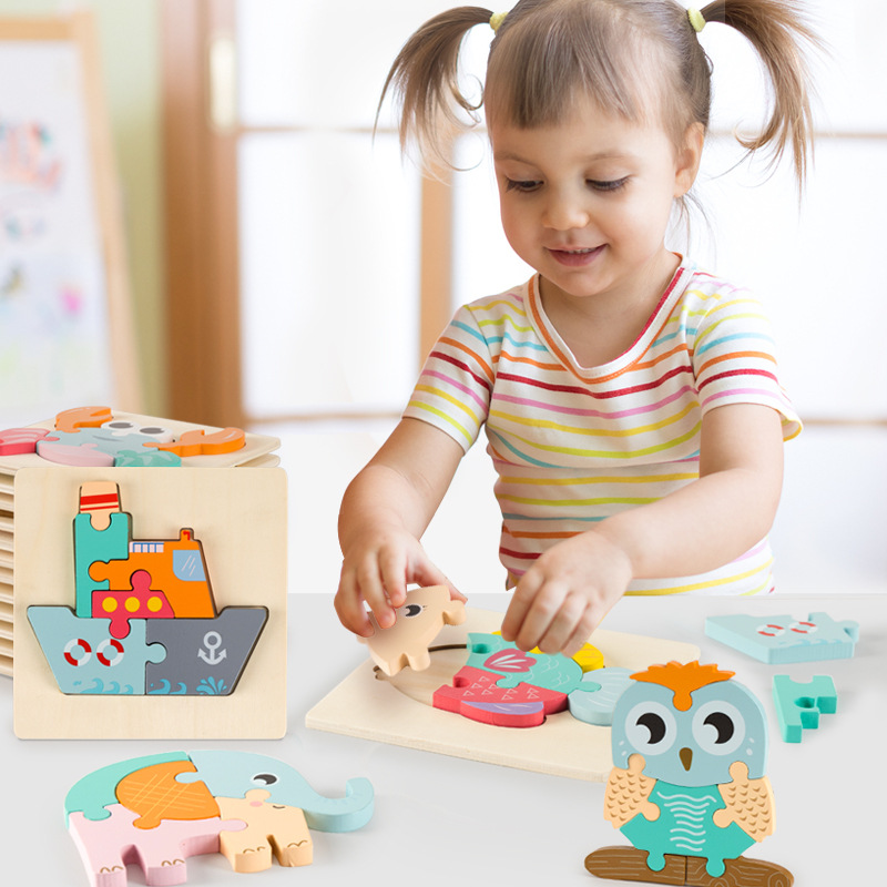 Jouets éducatifs Puzzle 3D en bois de haute qualité pour bébé – Image 2