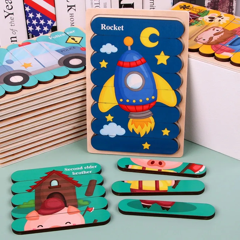Jouets éducatifs - Montessori Puzzle en bois aux plusieurs modèles – Image 2