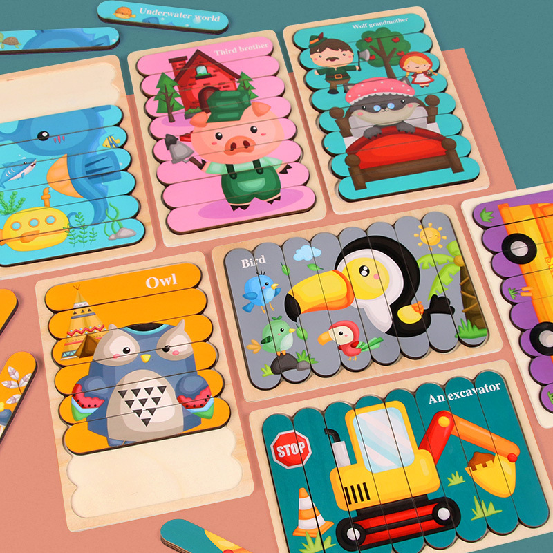 Jouets éducatifs - Montessori Puzzle en bois aux plusieurs modèles – Image 4