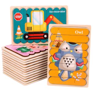 Jouets éducatifs - Montessori Puzzle en bois aux plusieurs modèles