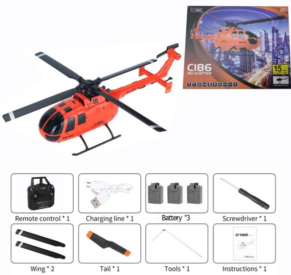 Avion télécommandé - Hélicoptère C186 Pro 6 ailes Orange