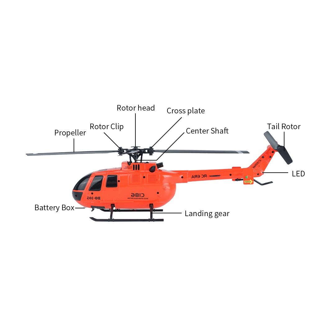 Avion télécommandé - Hélicoptère C186 Pro 6 ailes Orange – Image 3