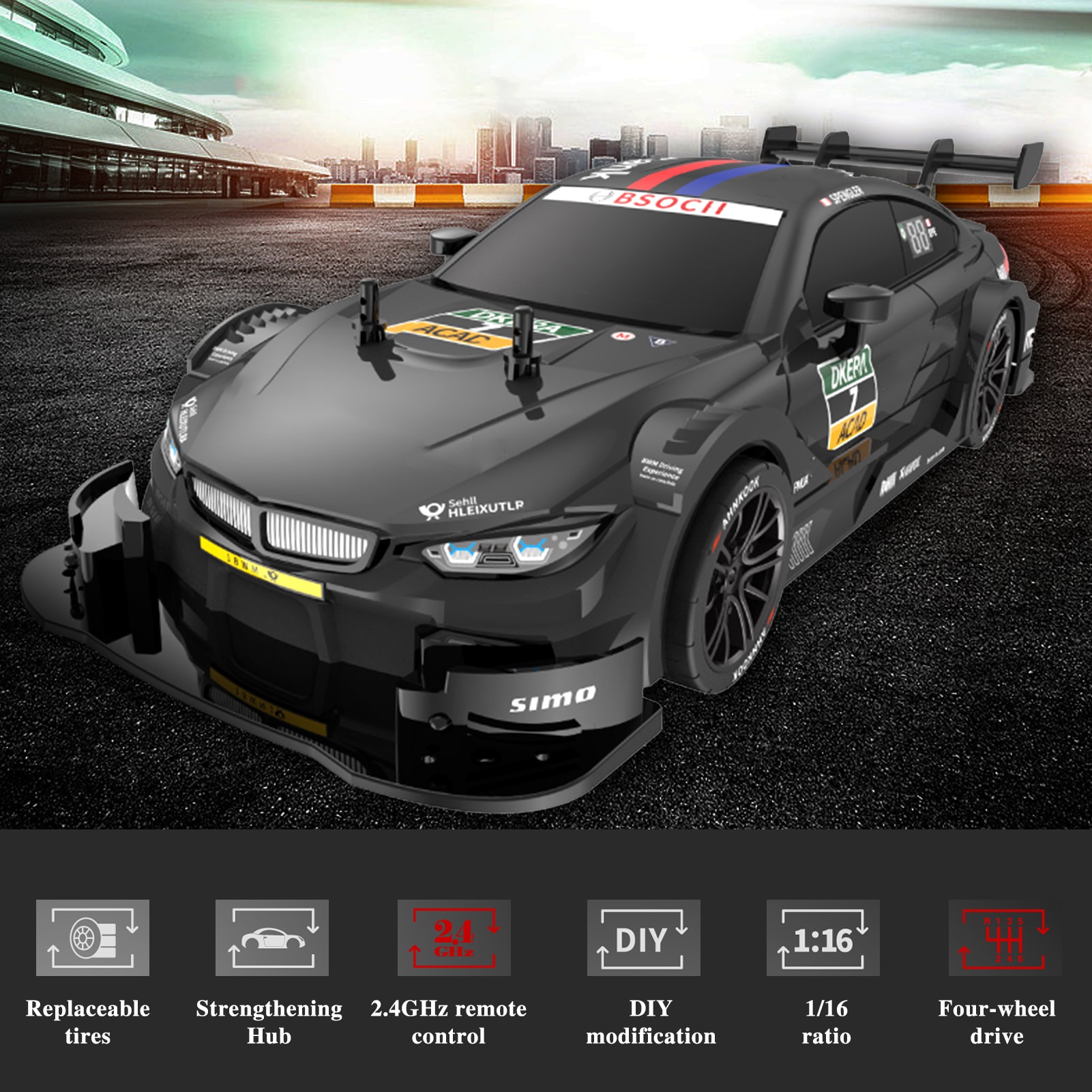 Voiture télécommandée BMW M4 Noir 1/16 – Image 6
