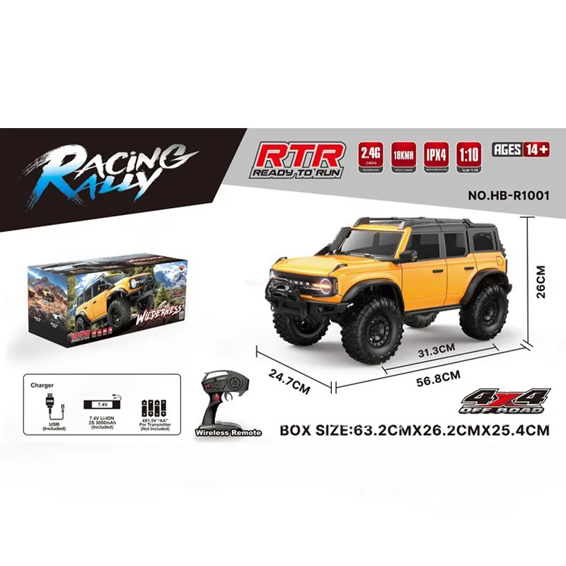 Voiture télécommandée tout terrain Jeep Jaune 1/10 – Image 4