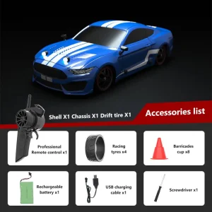 Voiture télécommandée GTR Bleu 1/16