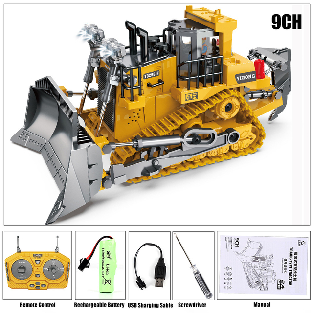 Camion télécommandé - Bulldozer Jaune 1/24